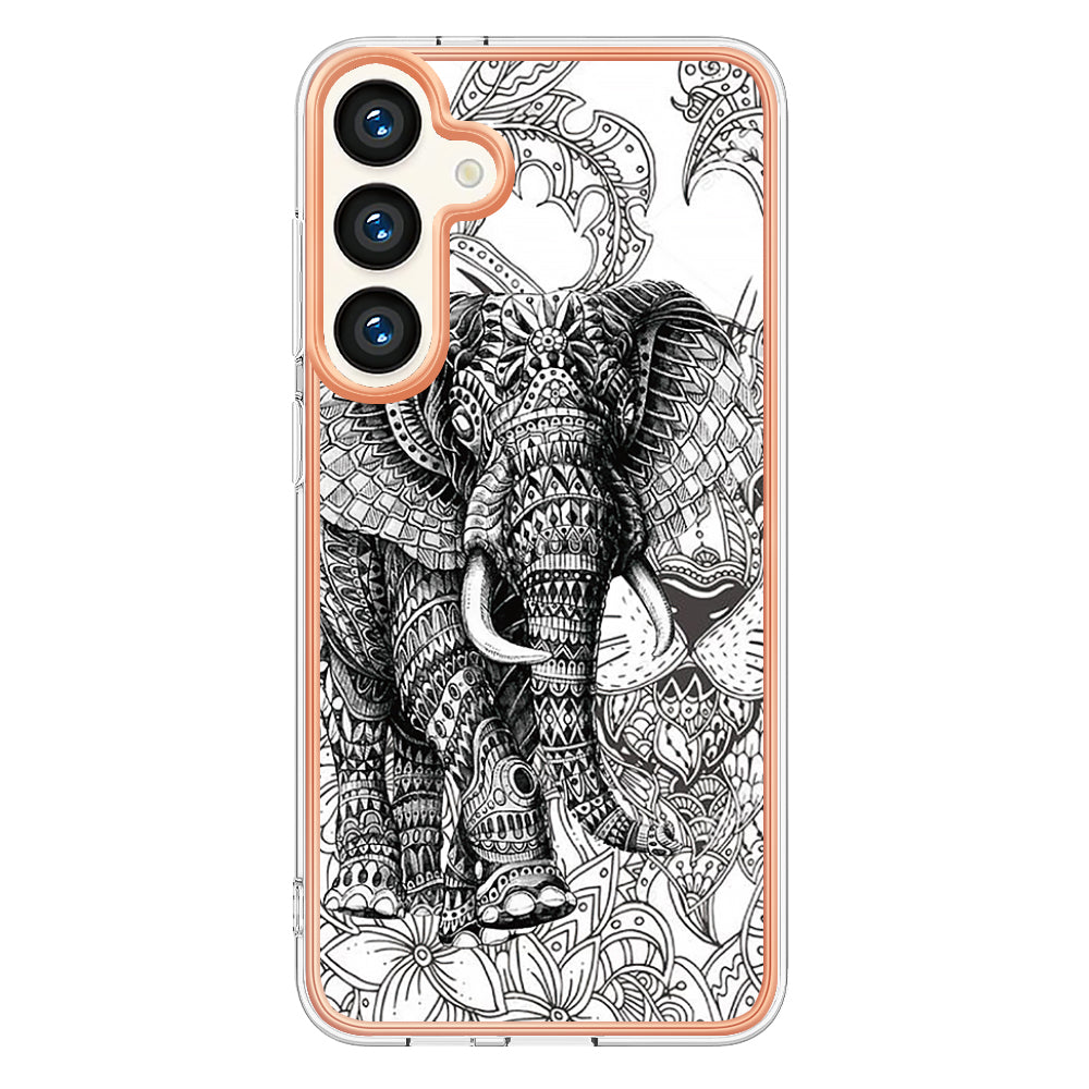 YB IMD Series-19 Style-D For Samsung Galaxy S24 Phone Case Electroplated Design 2.0mm TPU Cover - Totem Elephant
