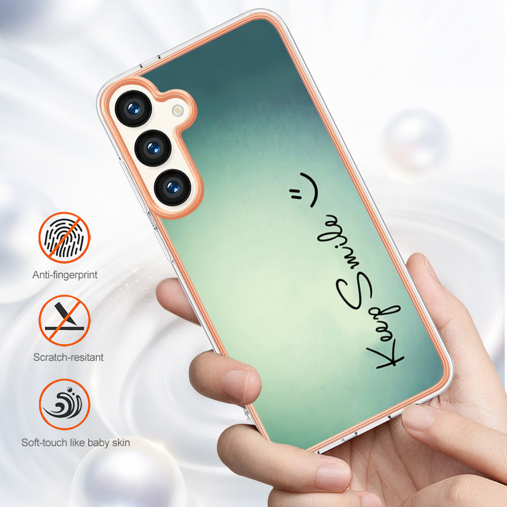 YB IMD Series-19 Style-D For Samsung Galaxy S24 Phone Case Electroplated Design 2.0mm TPU Cover - Keep Smile