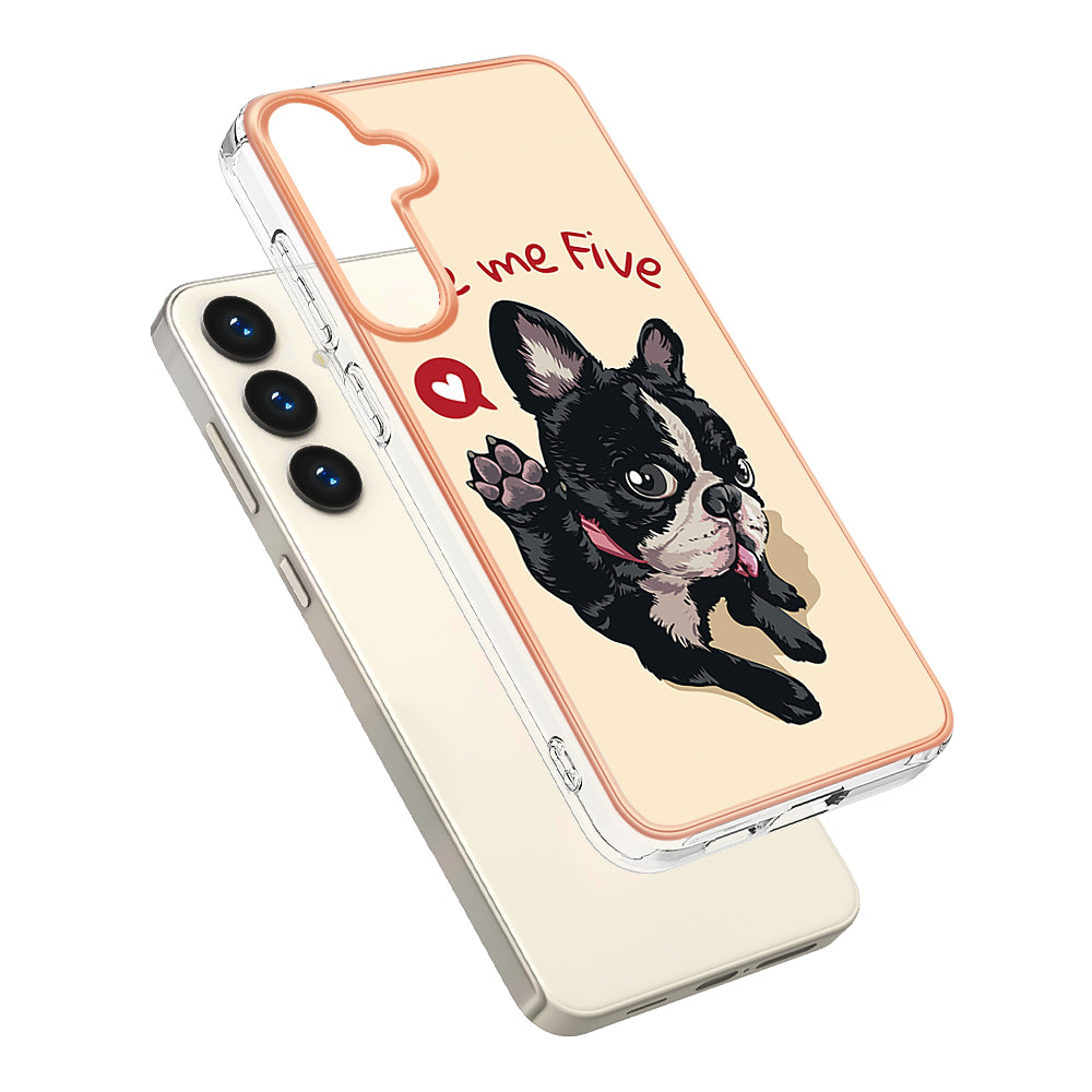 YB IMD Series-19 Style-D For Samsung Galaxy S24 Phone Case Electroplated Design 2.0mm TPU Cover - Dog