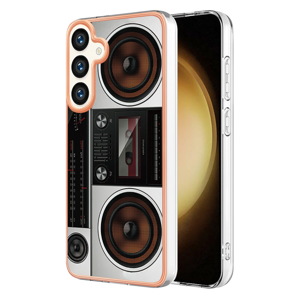 YB IMD Series-19 Style-D For Samsung Galaxy S24 Phone Case Electroplated Design 2.0mm TPU Cover - Radio