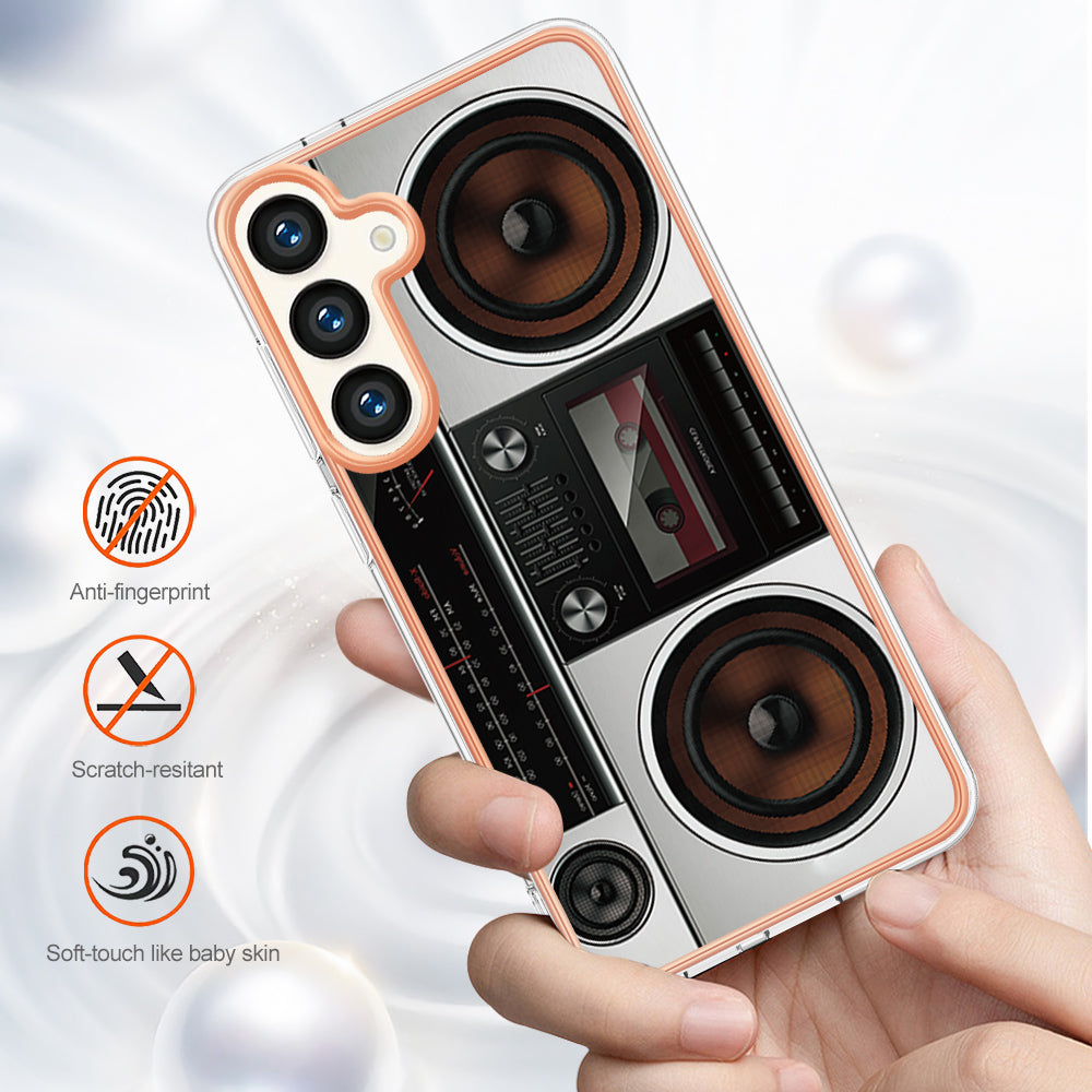 YB IMD Series-19 Style-D For Samsung Galaxy S24 Phone Case Electroplated Design 2.0mm TPU Cover - Radio