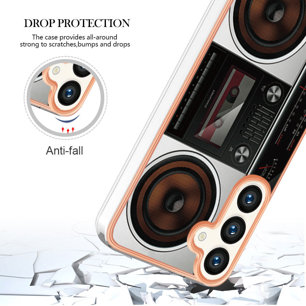 YB IMD Series-19 Style-D For Samsung Galaxy S24 Phone Case Electroplated Design 2.0mm TPU Cover - Radio