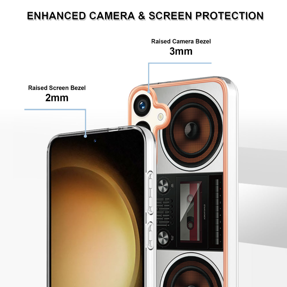 YB IMD Series-19 Style-D For Samsung Galaxy S24 Phone Case Electroplated Design 2.0mm TPU Cover - Radio