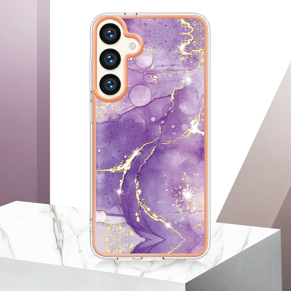 YB IMD Series-2 For Samsung Galaxy S24+ TPU Phone Case Marble Pattern Shockproof Cover - Purple 002