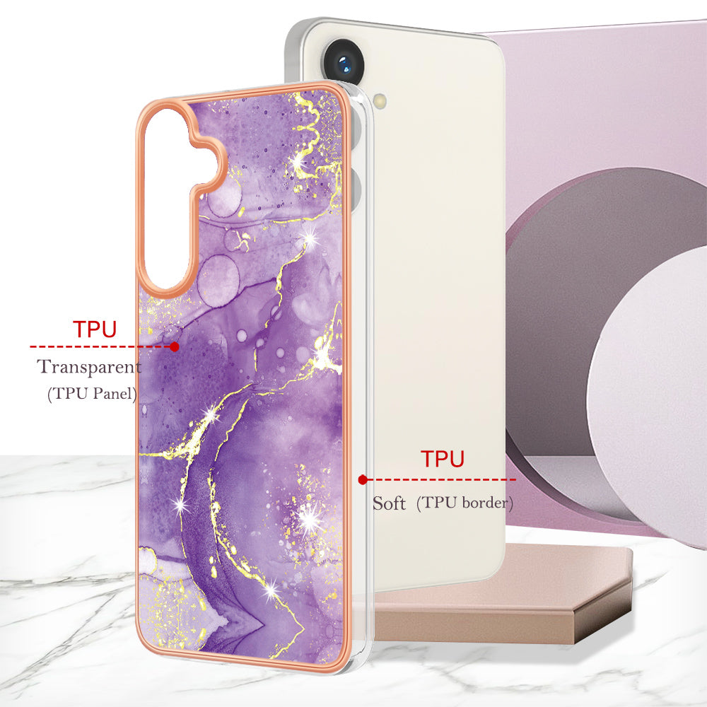 YB IMD Series-2 For Samsung Galaxy S24+ TPU Phone Case Marble Pattern Shockproof Cover - Purple 002