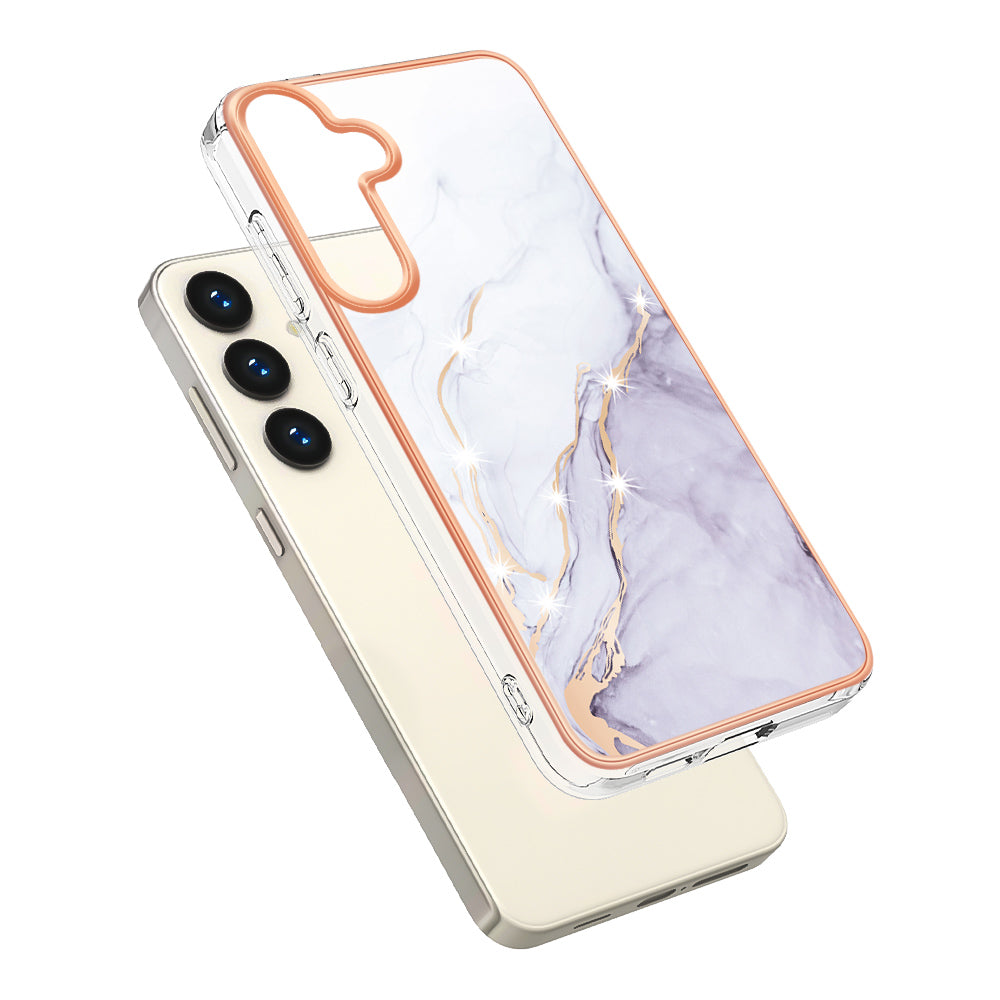 YB IMD Series-2 For Samsung Galaxy S24+ TPU Phone Case Marble Pattern Shockproof Cover - White 006