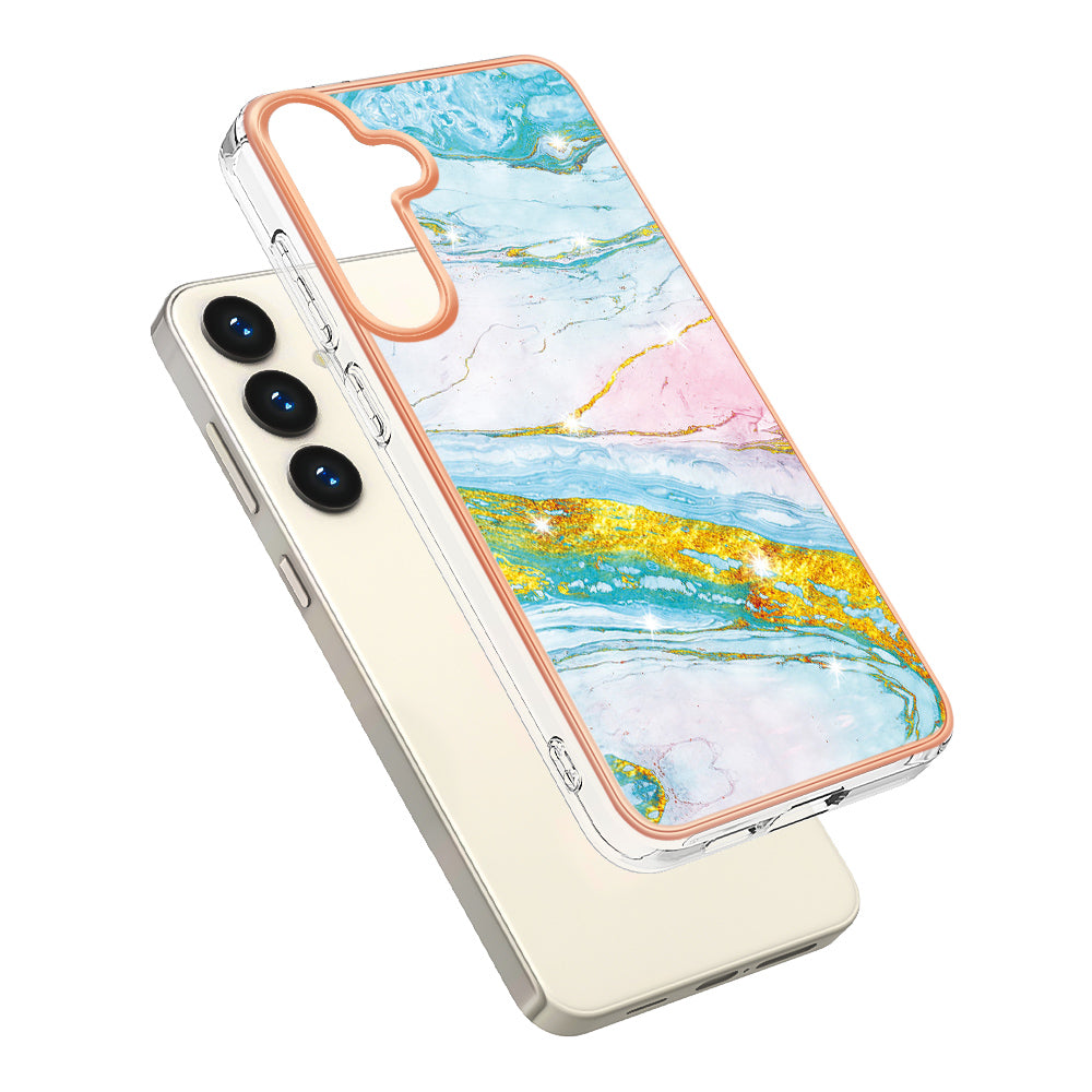 YB IMD Series-2 For Samsung Galaxy S24+ TPU Phone Case Marble Pattern Shockproof Cover - Green 004