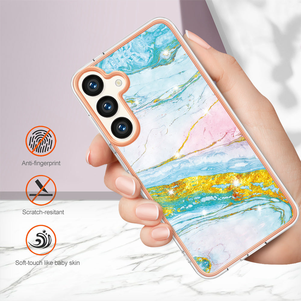 YB IMD Series-2 For Samsung Galaxy S24+ TPU Phone Case Marble Pattern Shockproof Cover - Green 004