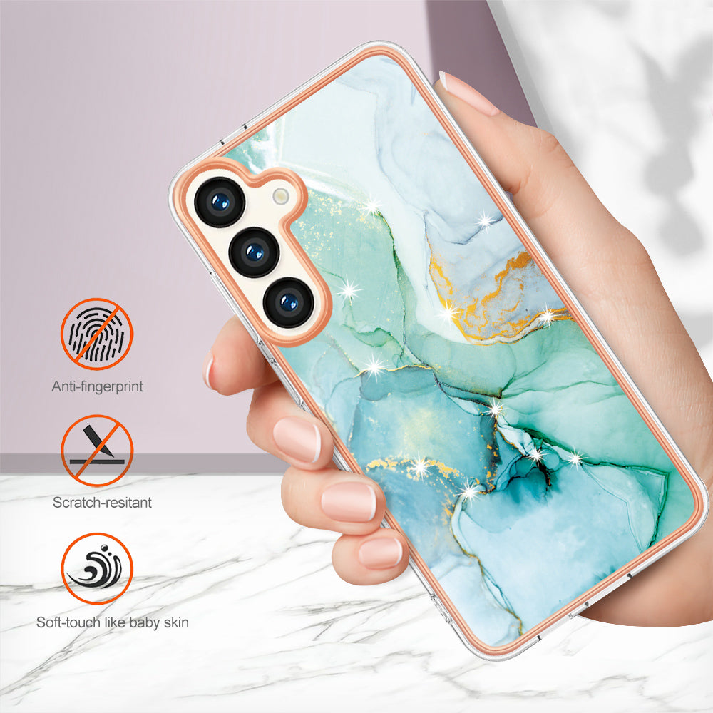 YB IMD Series-2 For Samsung Galaxy S24+ TPU Phone Case Marble Pattern Shockproof Cover - Green 003