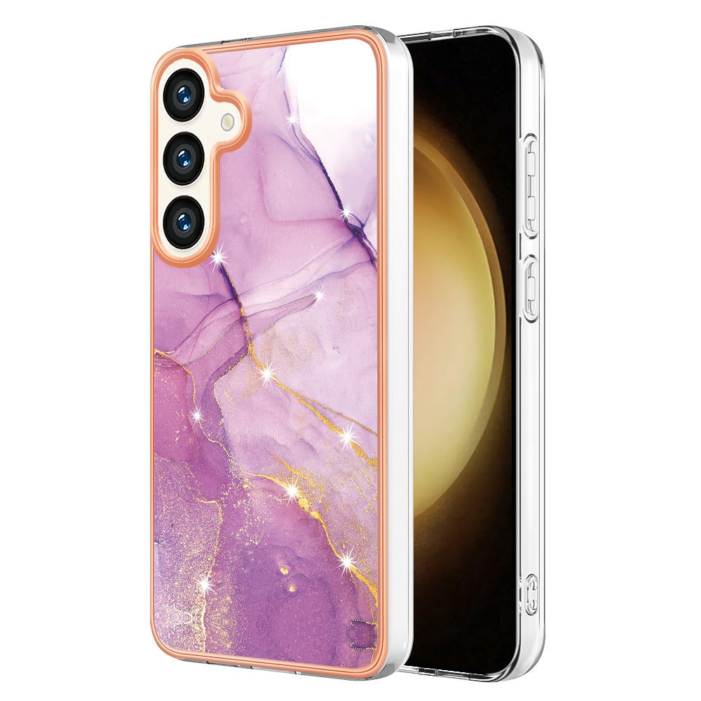 YB IMD Series-2 For Samsung Galaxy S24+ TPU Phone Case Marble Pattern Shockproof Cover - Purple 001
