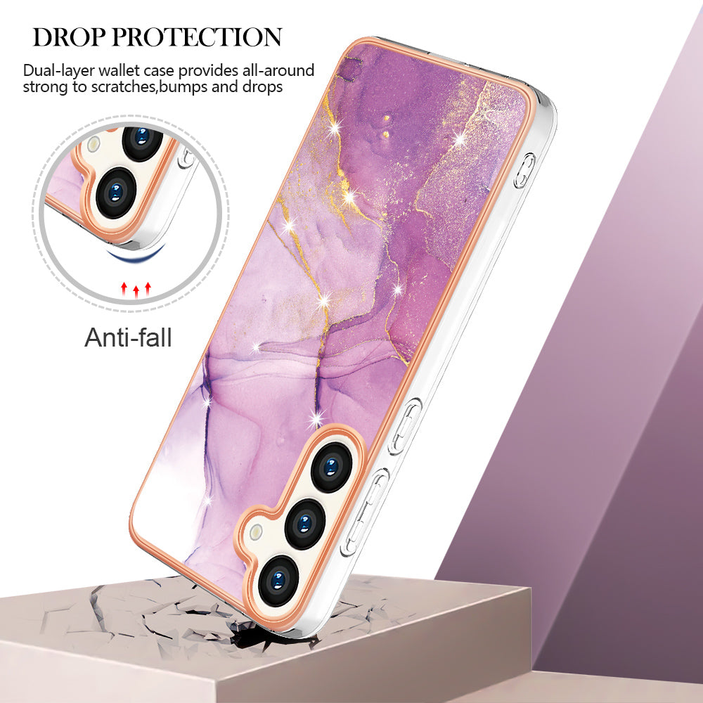 YB IMD Series-2 For Samsung Galaxy S24+ TPU Phone Case Marble Pattern Shockproof Cover - Purple 001