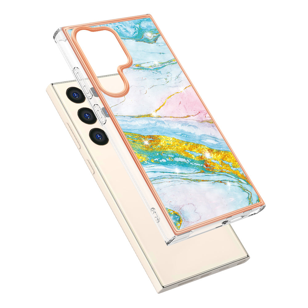 YB IMD Series-2 For Samsung Galaxy S24 Ultra TPU Case Electroplated Design Phone Cover - Green 004
