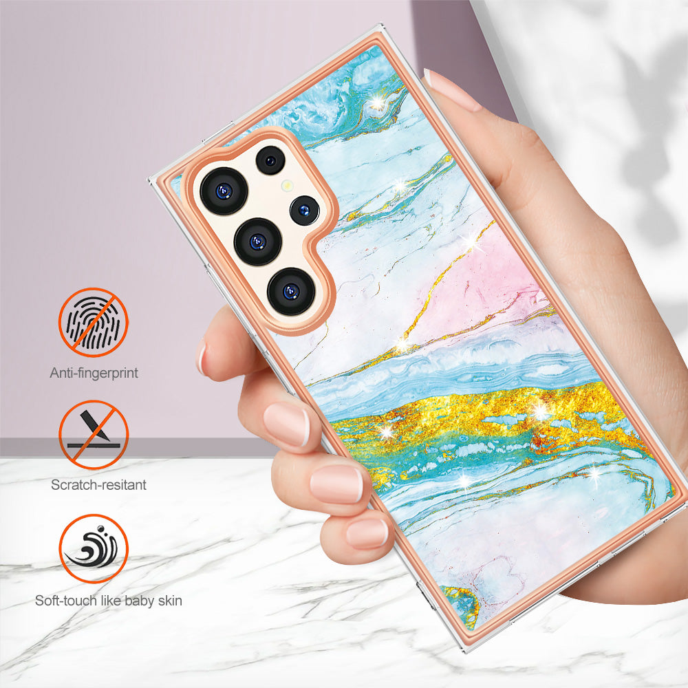YB IMD Series-2 For Samsung Galaxy S24 Ultra TPU Case Electroplated Design Phone Cover - Green 004