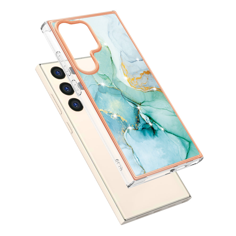 YB IMD Series-2 For Samsung Galaxy S24 Ultra TPU Case Electroplated Design Phone Cover - Green 003