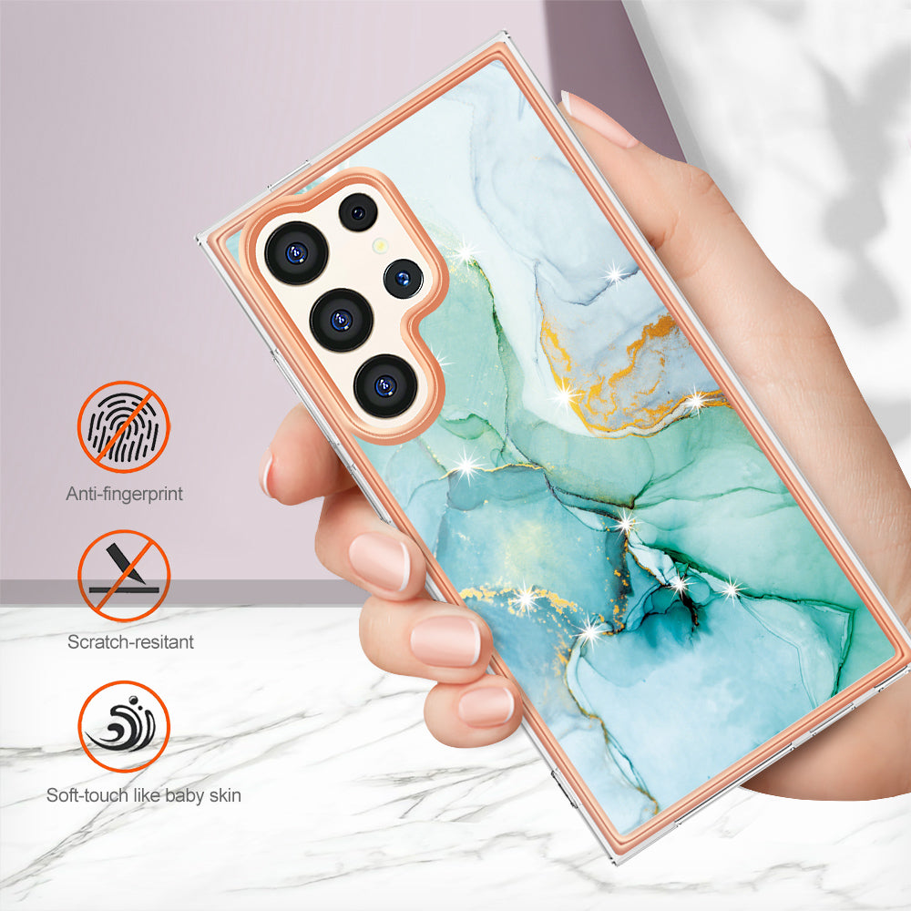 YB IMD Series-2 For Samsung Galaxy S24 Ultra TPU Case Electroplated Design Phone Cover - Green 003