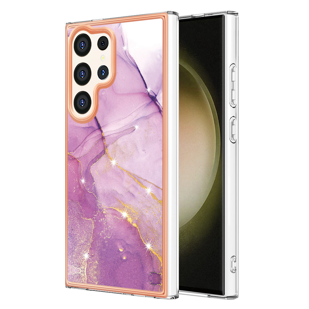 YB IMD Series-2 For Samsung Galaxy S24 Ultra TPU Case Electroplated Design Phone Cover - Purple 001