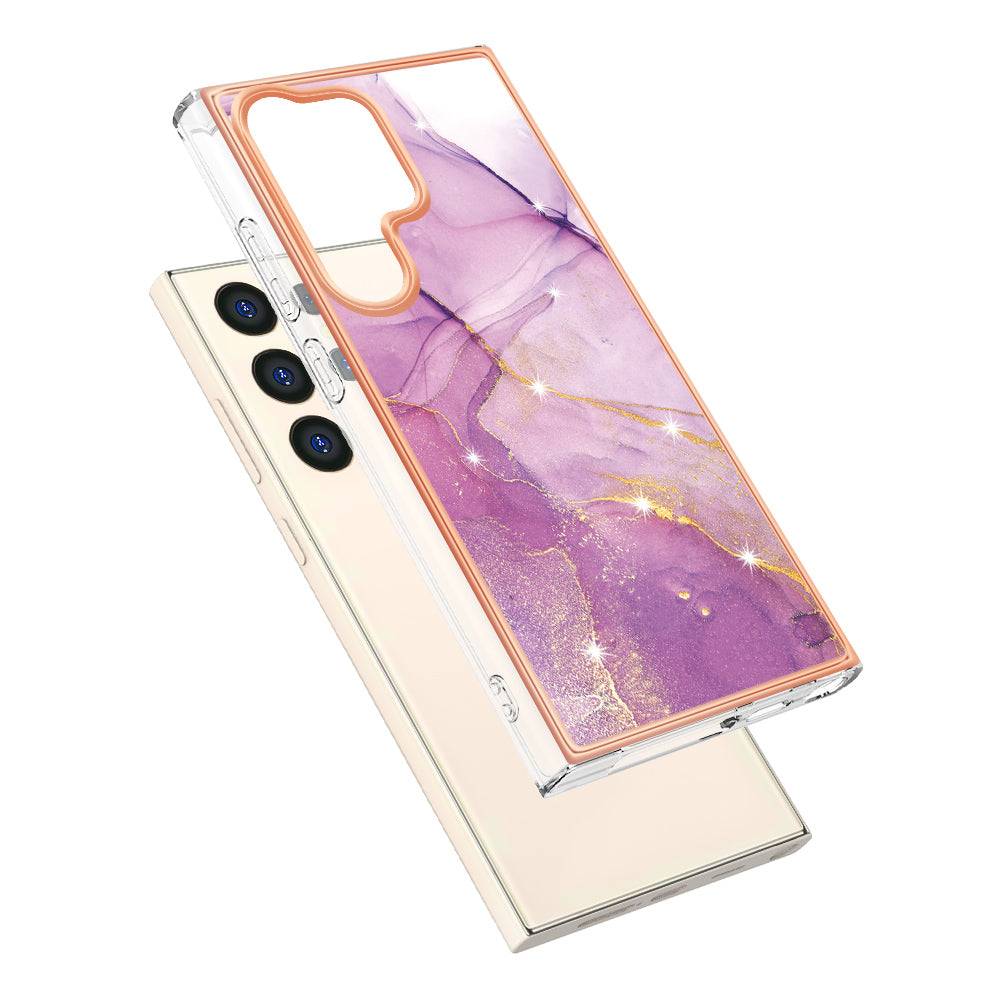 YB IMD Series-2 For Samsung Galaxy S24 Ultra TPU Case Electroplated Design Phone Cover - Purple 001