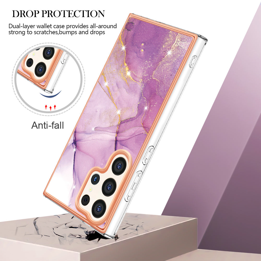 YB IMD Series-2 For Samsung Galaxy S24 Ultra TPU Case Electroplated Design Phone Cover - Purple 001