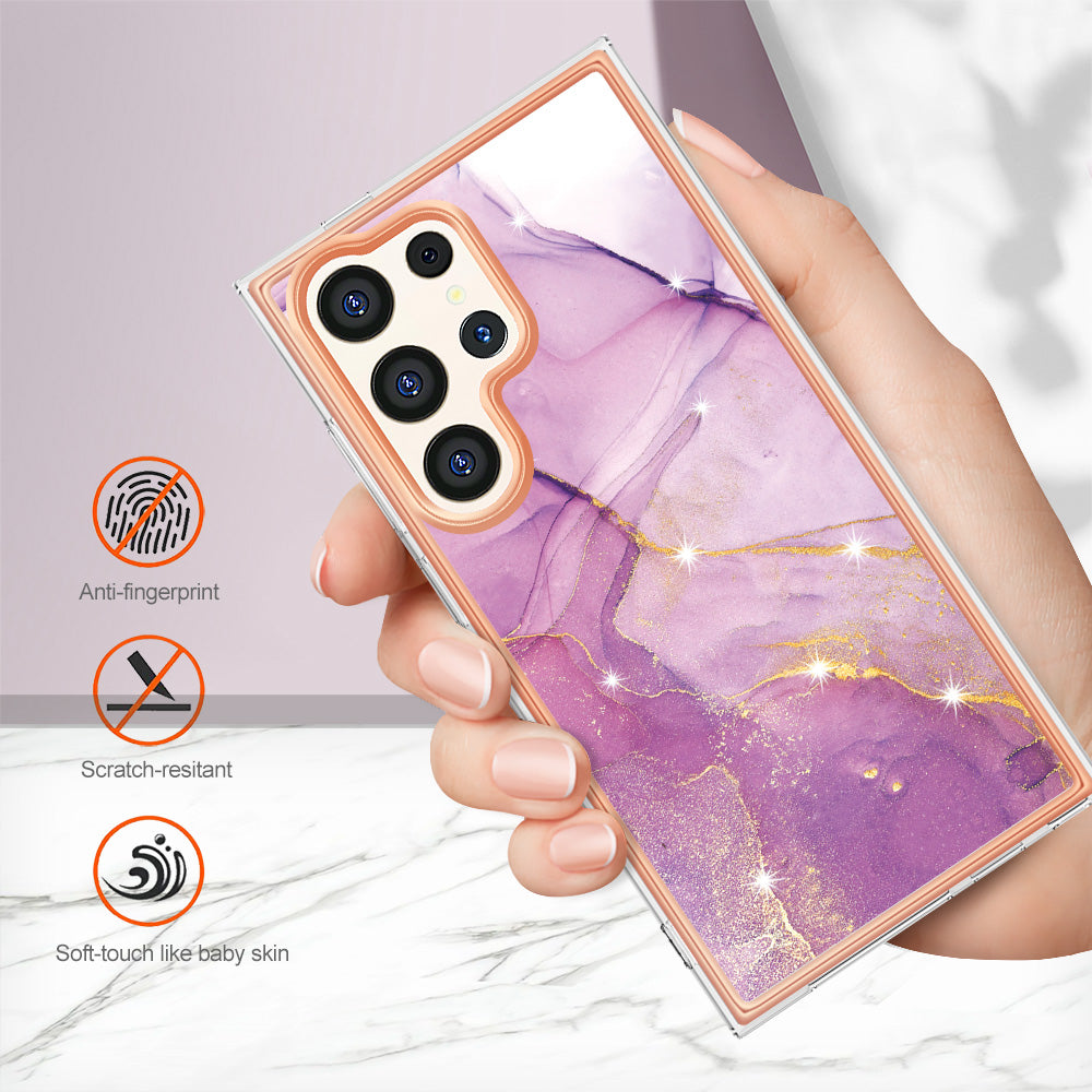 YB IMD Series-2 For Samsung Galaxy S24 Ultra TPU Case Electroplated Design Phone Cover - Purple 001