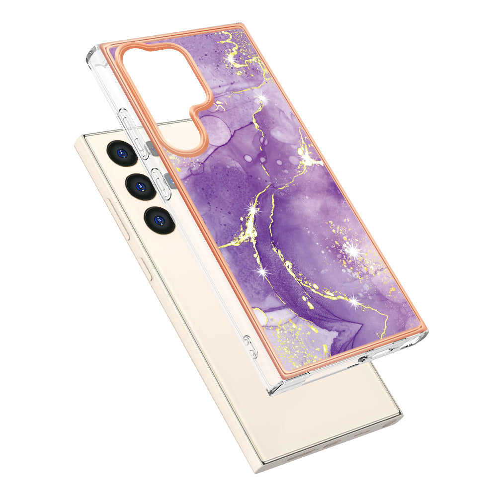 YB IMD Series-2 For Samsung Galaxy S24 Ultra TPU Case Electroplated Design Phone Cover - Purple 002