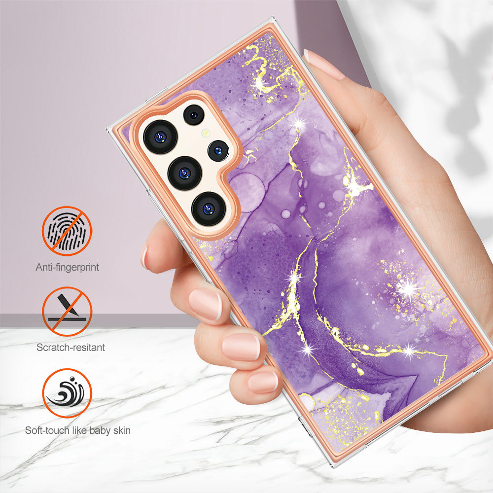 YB IMD Series-2 For Samsung Galaxy S24 Ultra TPU Case Electroplated Design Phone Cover - Purple 002