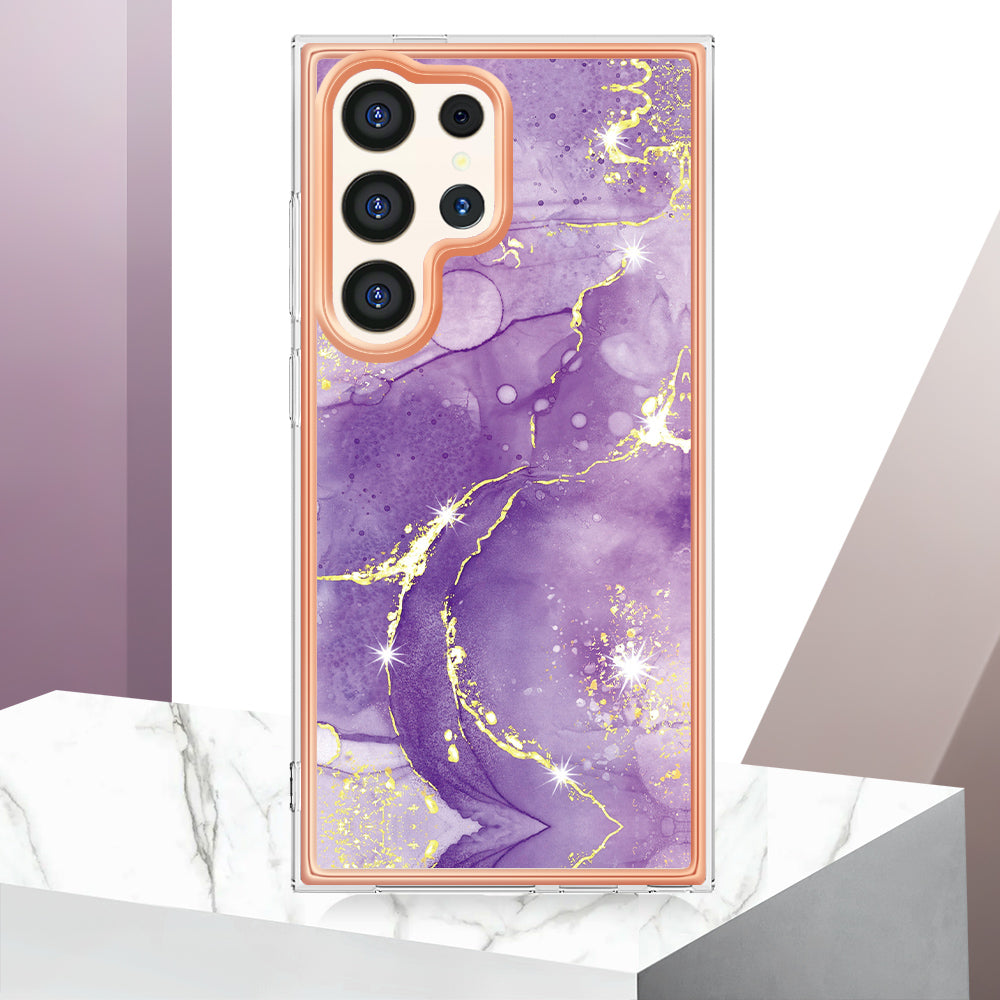 YB IMD Series-2 For Samsung Galaxy S24 Ultra TPU Case Electroplated Design Phone Cover - Purple 002