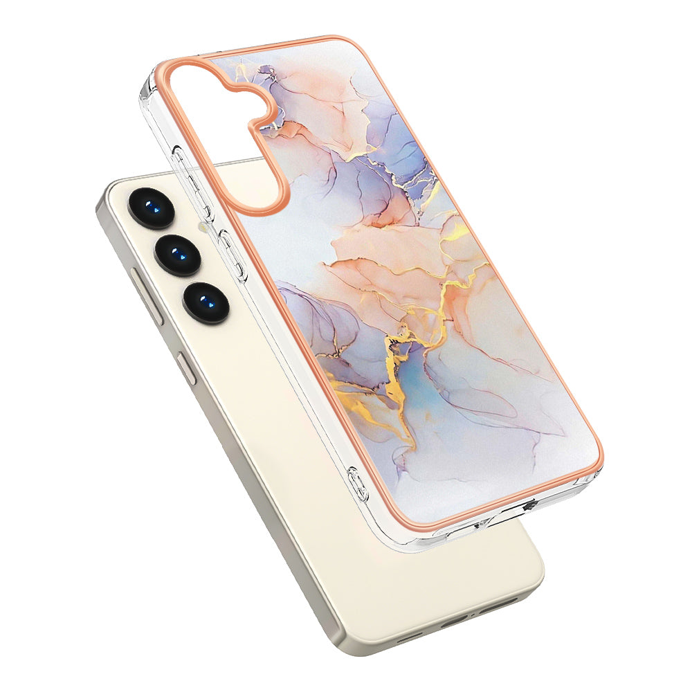 YB IMD Series-1 For Samsung Galaxy S24+ TPU Case Pattern Slim Phone Cover - Milky Way Marble White