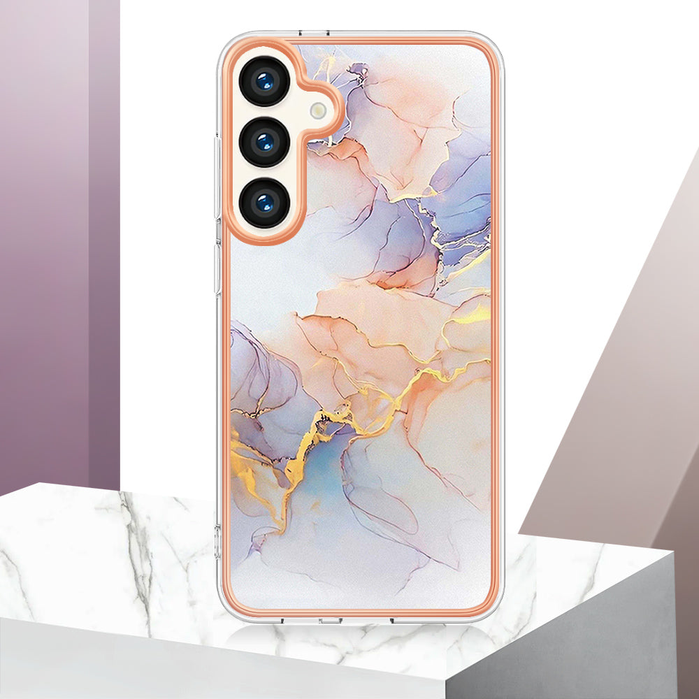 YB IMD Series-1 For Samsung Galaxy S24+ TPU Case Pattern Slim Phone Cover - Milky Way Marble White