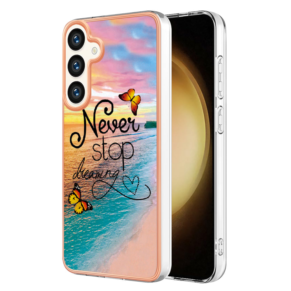 YB IMD Series-1 For Samsung Galaxy S24+ TPU Case Pattern Slim Phone Cover - Never Stop Dreaming