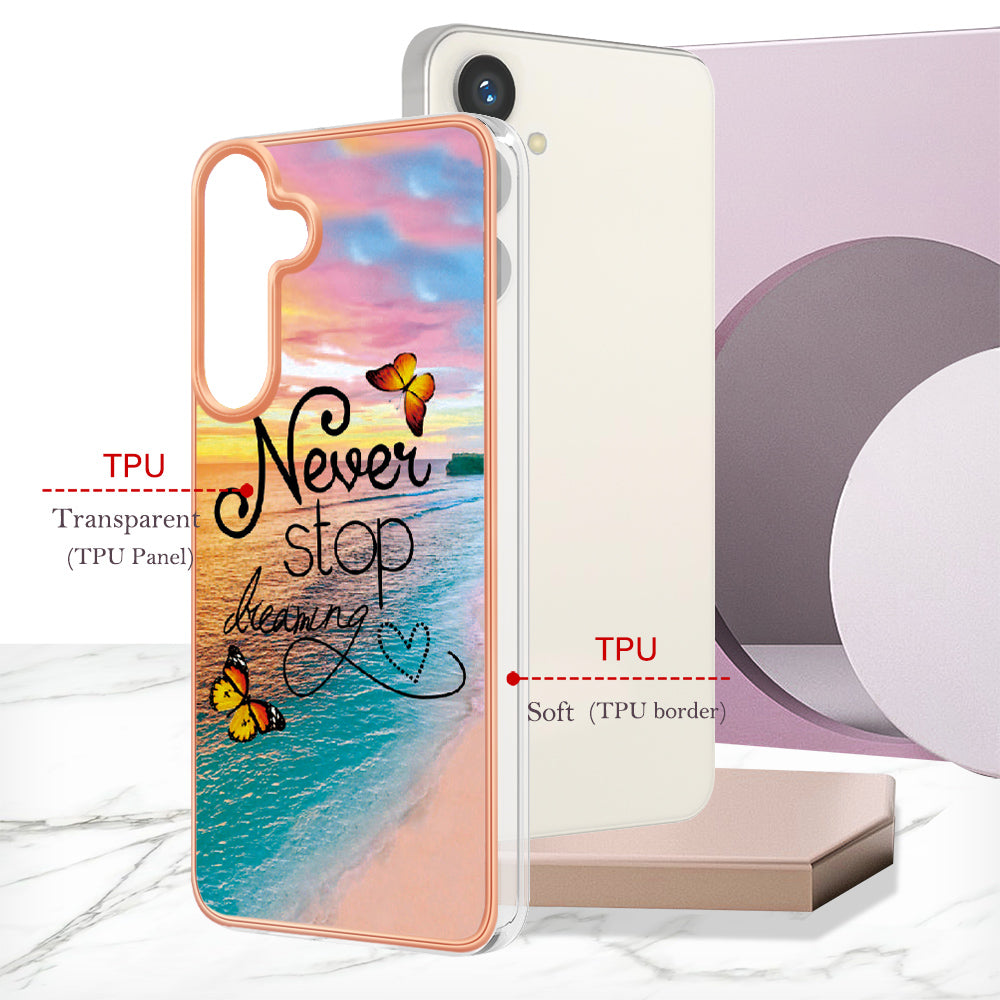 YB IMD Series-1 For Samsung Galaxy S24+ TPU Case Pattern Slim Phone Cover - Never Stop Dreaming