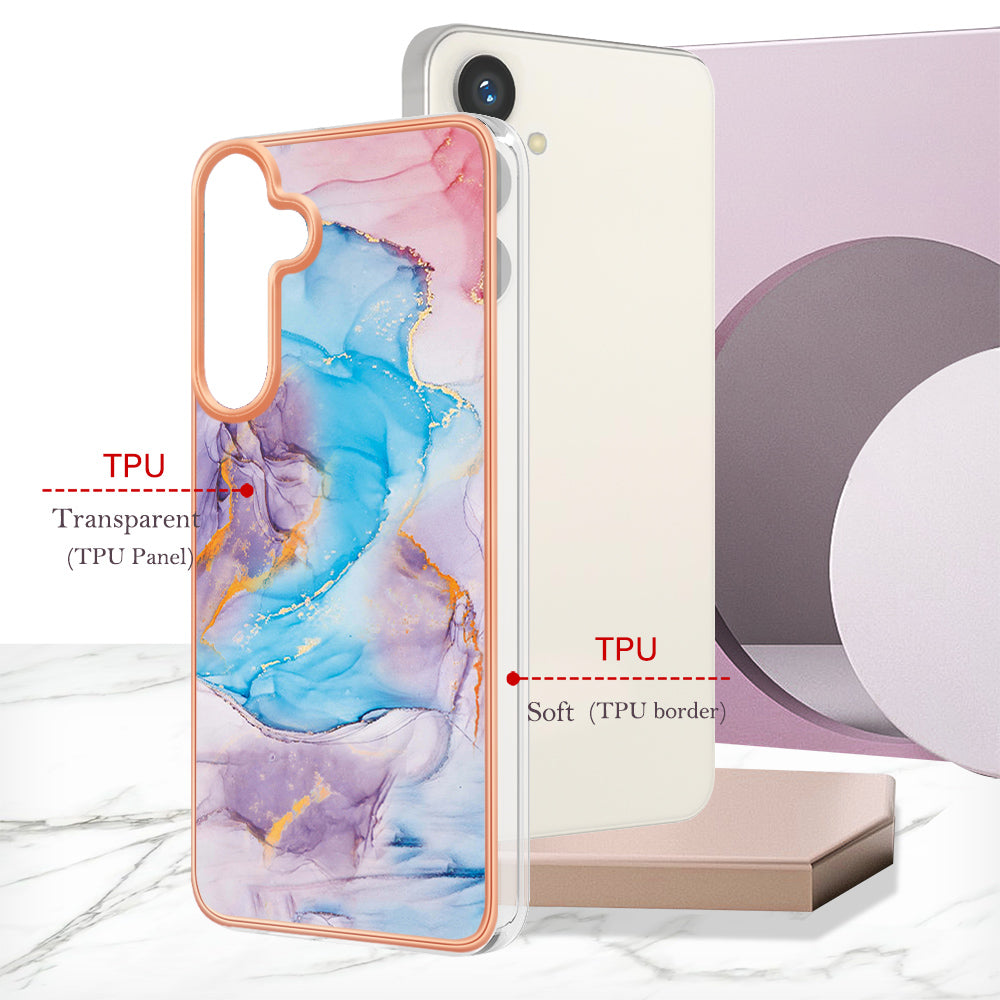 YB IMD Series-1 For Samsung Galaxy S24+ TPU Case Pattern Slim Phone Cover - Milky Way Marble Blue