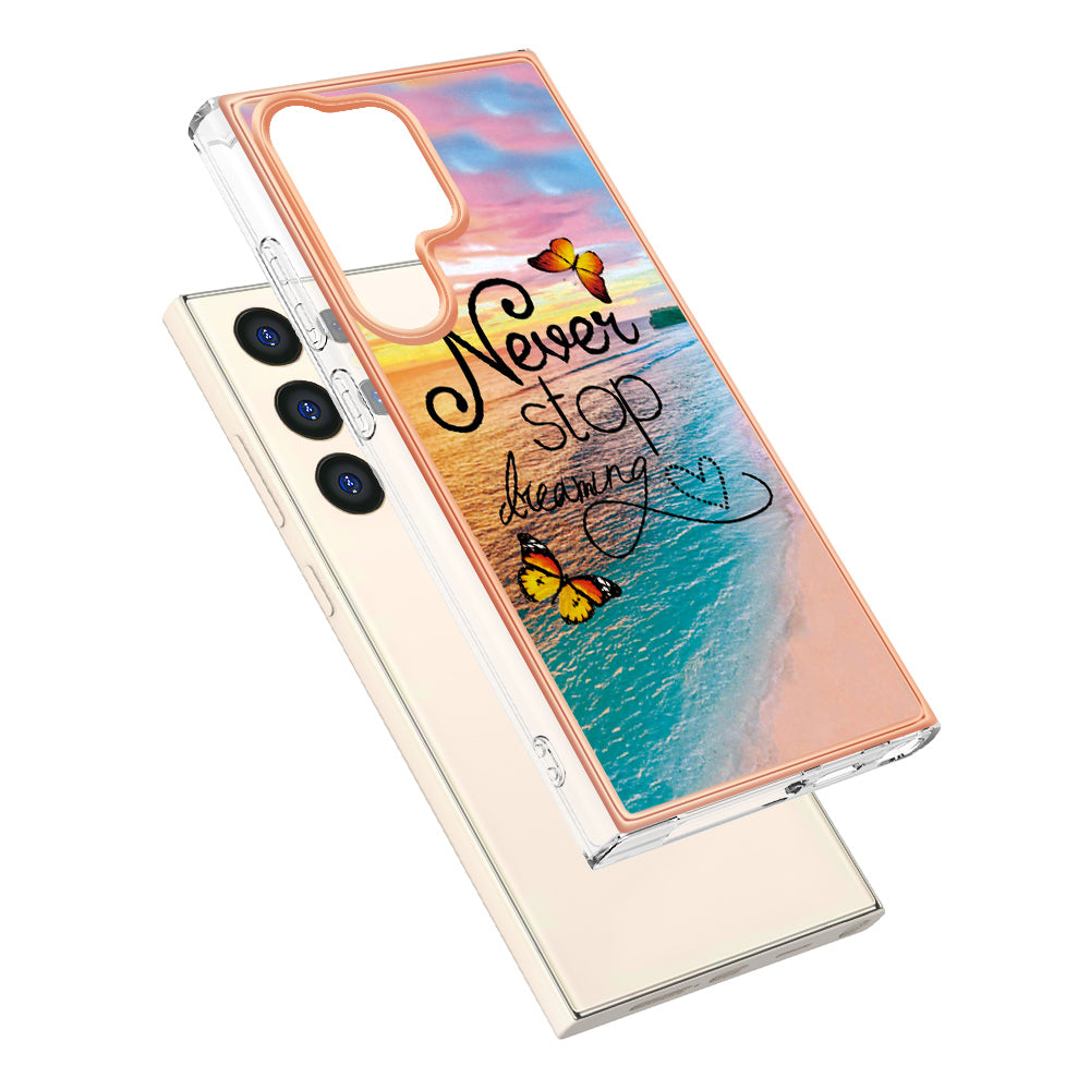YB IMD Series-1 For Samsung Galaxy S24 Ultra Case Flexible TPU Plating Phone Cover - Never Stop Dreaming