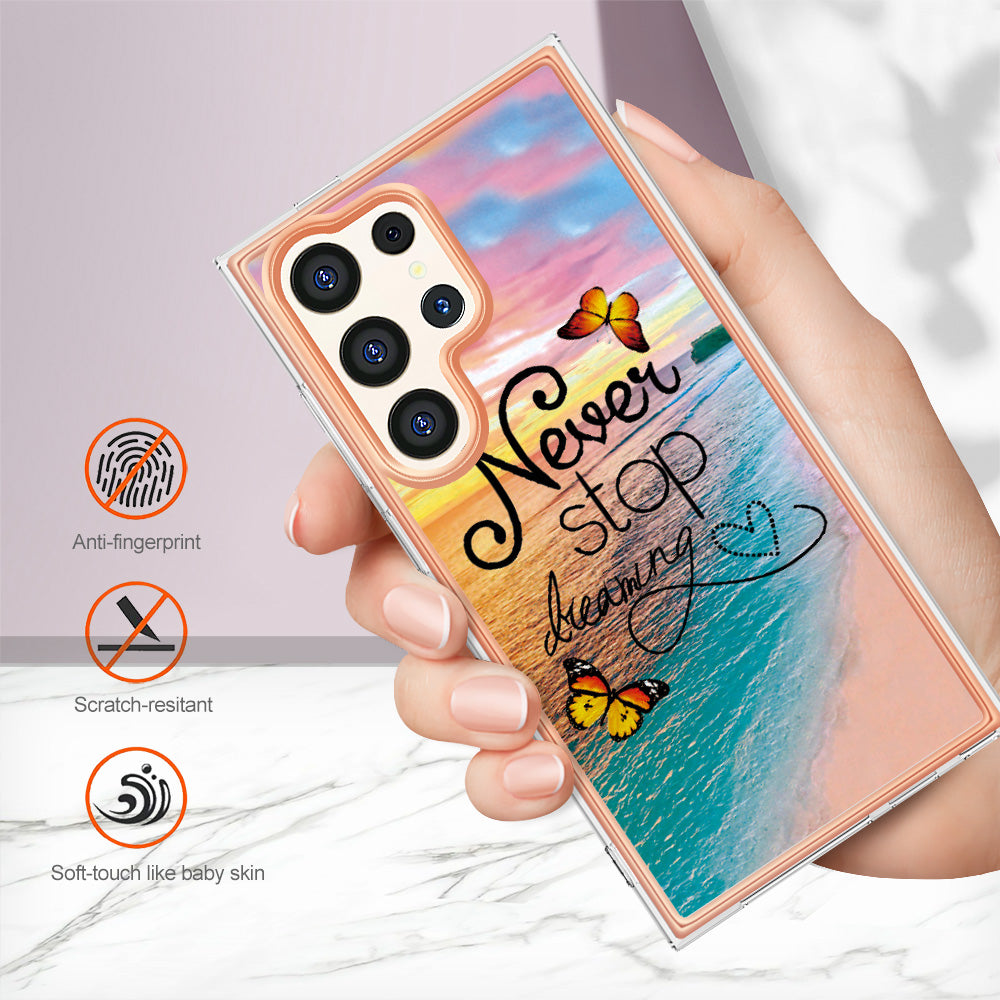 YB IMD Series-1 For Samsung Galaxy S24 Ultra Case Flexible TPU Plating Phone Cover - Never Stop Dreaming