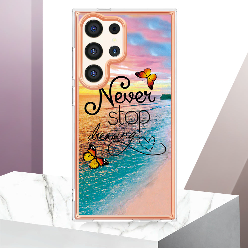 YB IMD Series-1 For Samsung Galaxy S24 Ultra Case Flexible TPU Plating Phone Cover - Never Stop Dreaming