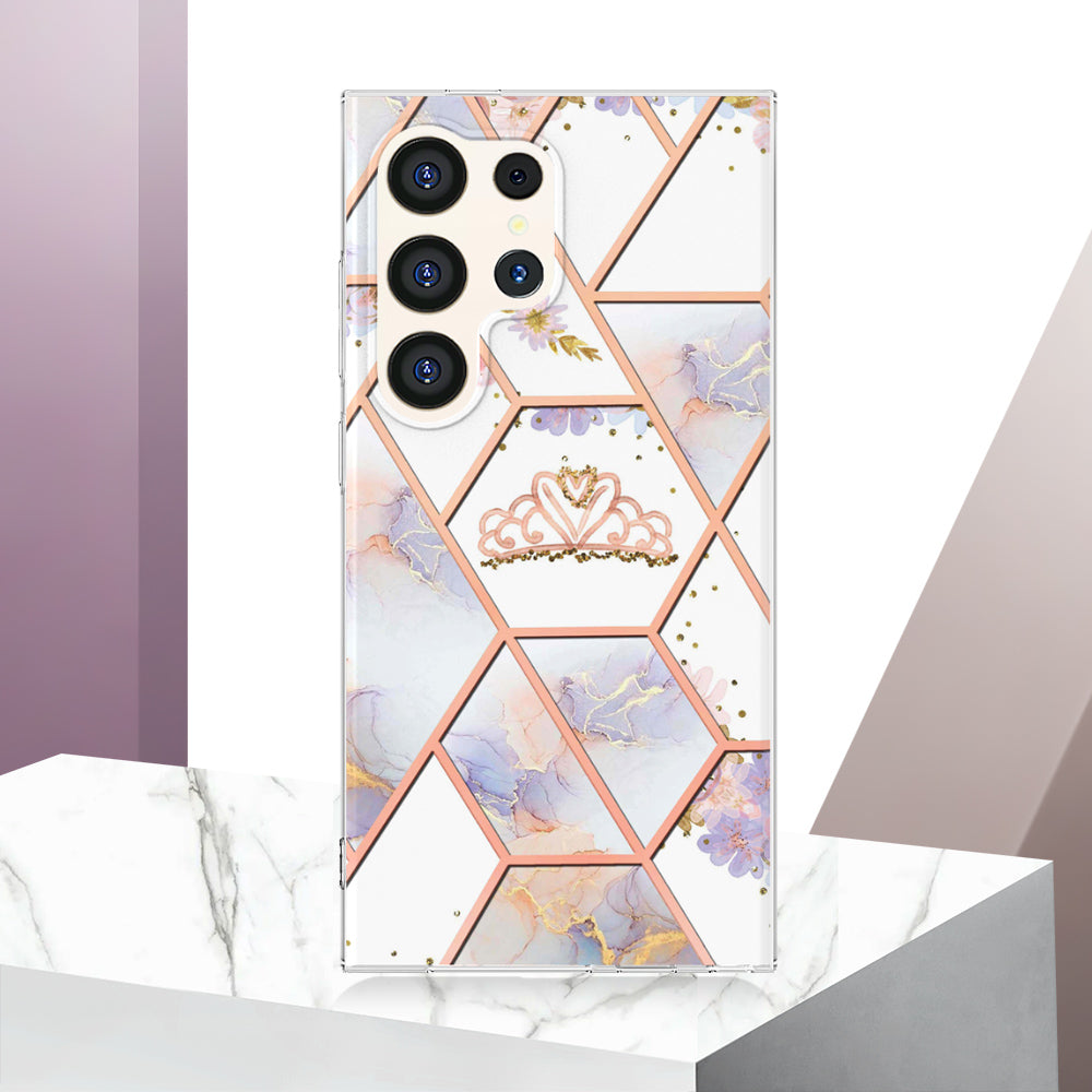 YB IMD Series-1 For Samsung Galaxy S24 Ultra Case Flexible TPU Plating Phone Cover - Crown