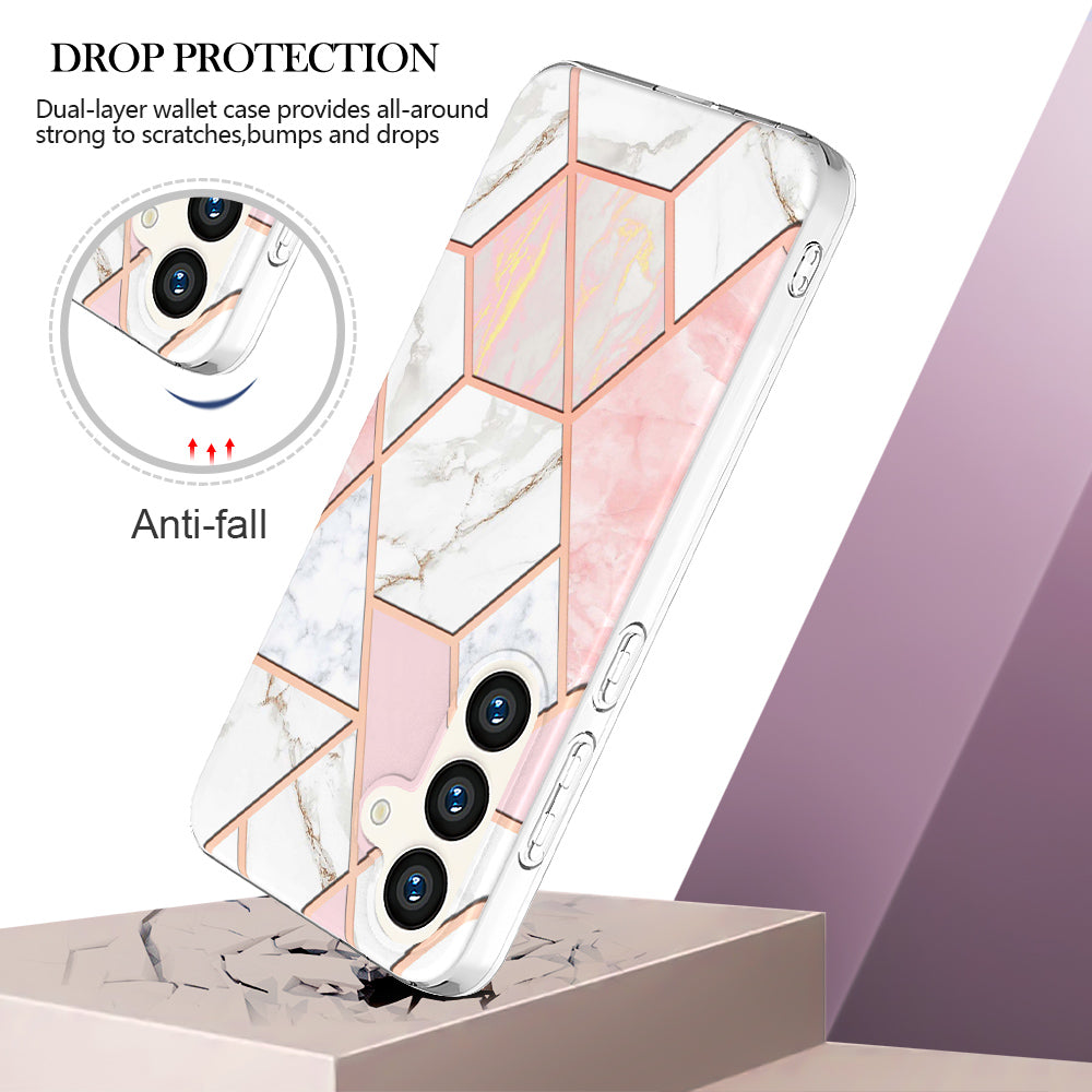 YB IMD Series-3 for Samsung Galaxy S24 Case Double-sided Electroplating Phone Cover - Pink / White