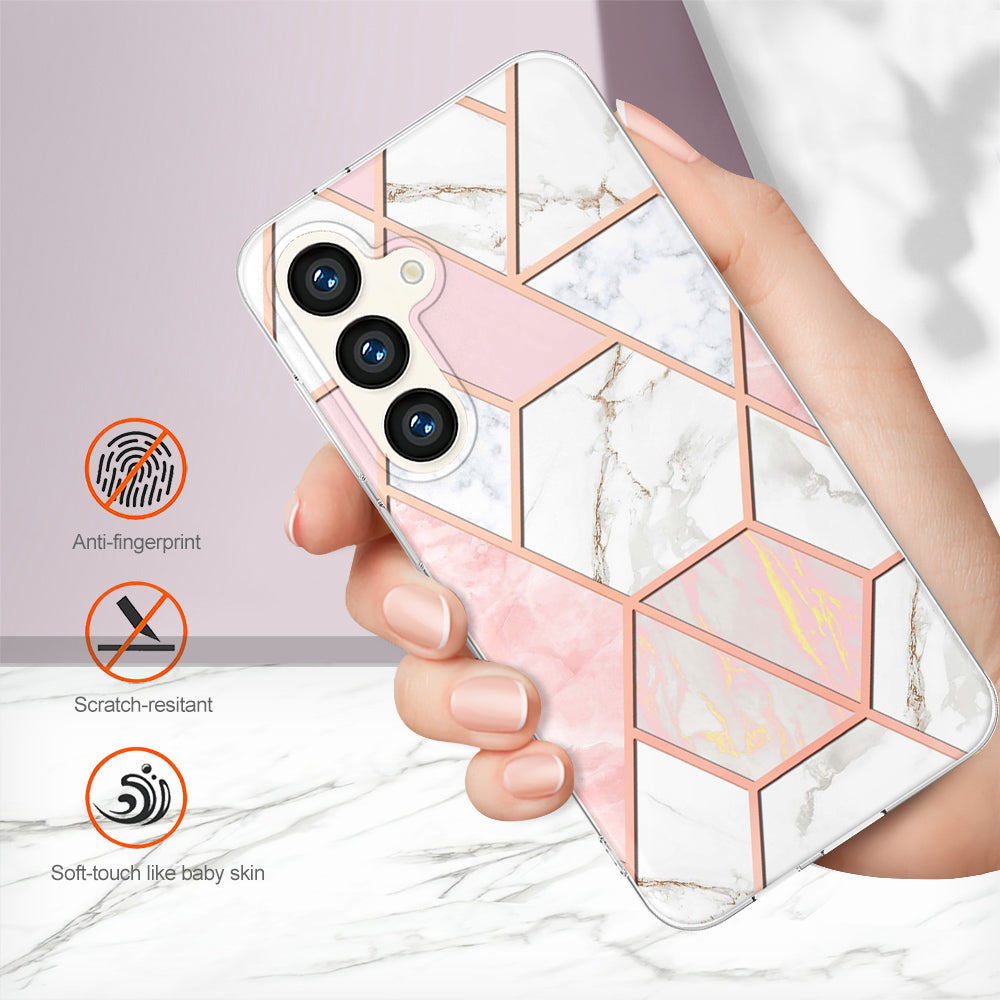YB IMD Series-3 for Samsung Galaxy S24 Case Double-sided Electroplating Phone Cover - Pink / White