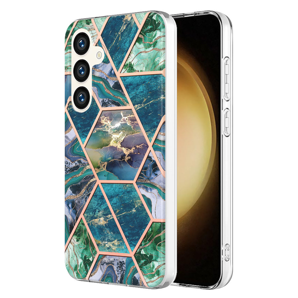 YB IMD Series-3 for Samsung Galaxy S24 Case Double-sided Electroplating Phone Cover - Blue / Green