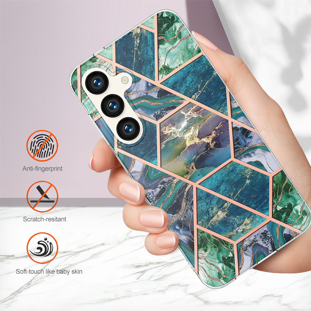 YB IMD Series-3 for Samsung Galaxy S24 Case Double-sided Electroplating Phone Cover - Blue / Green