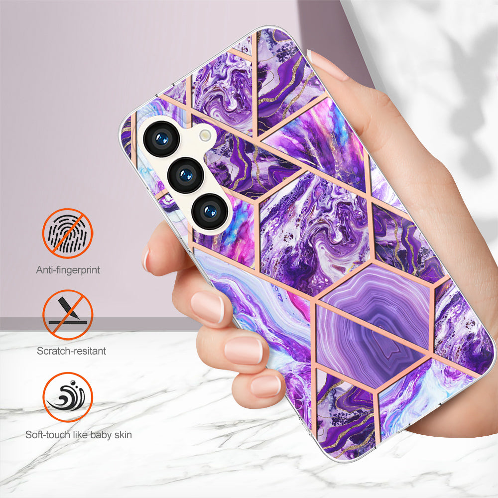 YB IMD Series-3 for Samsung Galaxy S24+ TPU Case Anti-Scratch Plating Phone Cover - Dark Purple
