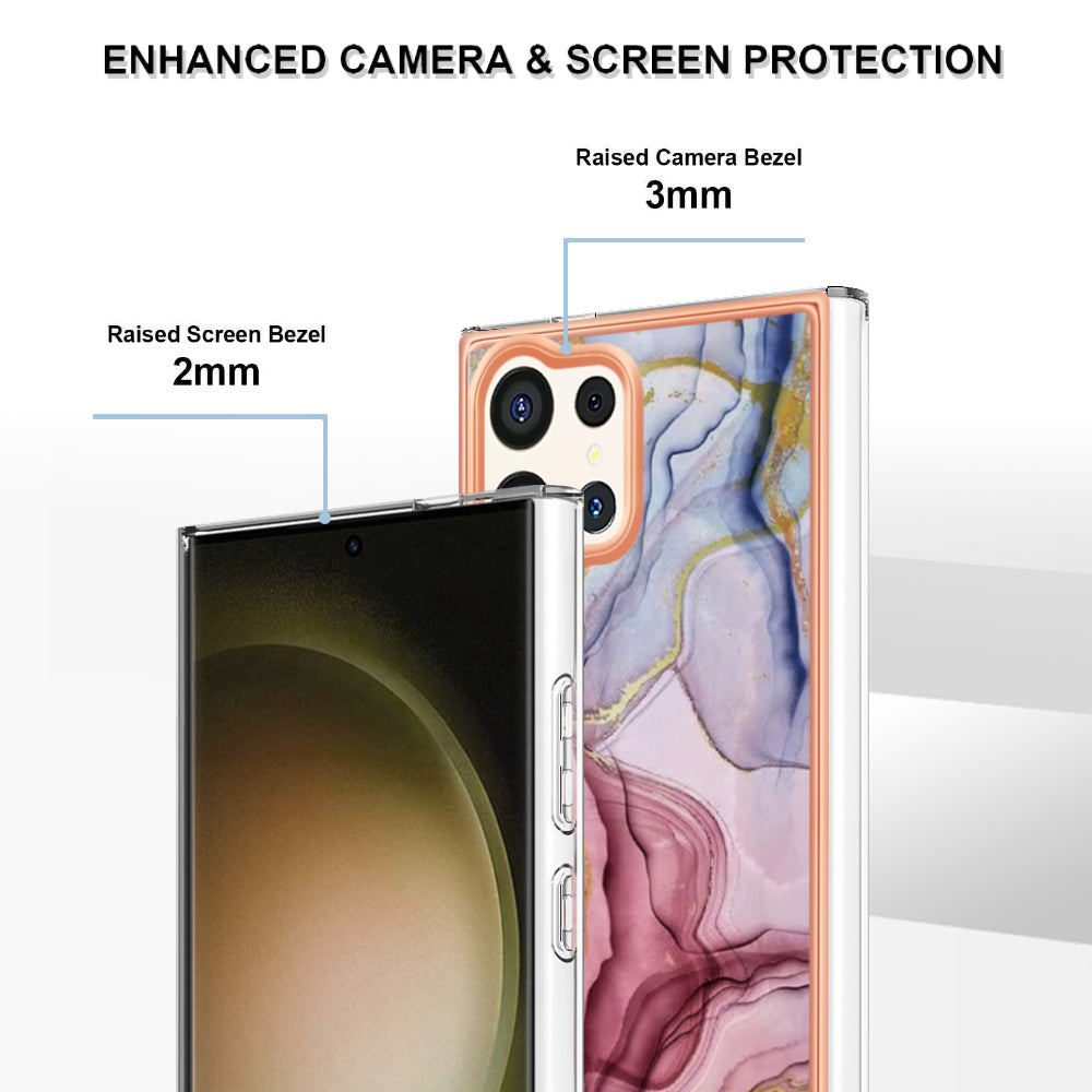 YB IMD Series-16 Style-E For Samsung Galaxy S24 Ultra Electroplating Case Soft 2.0mm TPU Phone Cover - Rose Gold