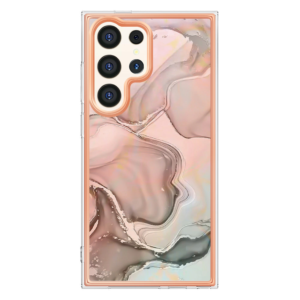 YB IMD Series-16 Style-E For Samsung Galaxy S24 Ultra Electroplating Case Soft 2.0mm TPU Phone Cover - Pink
