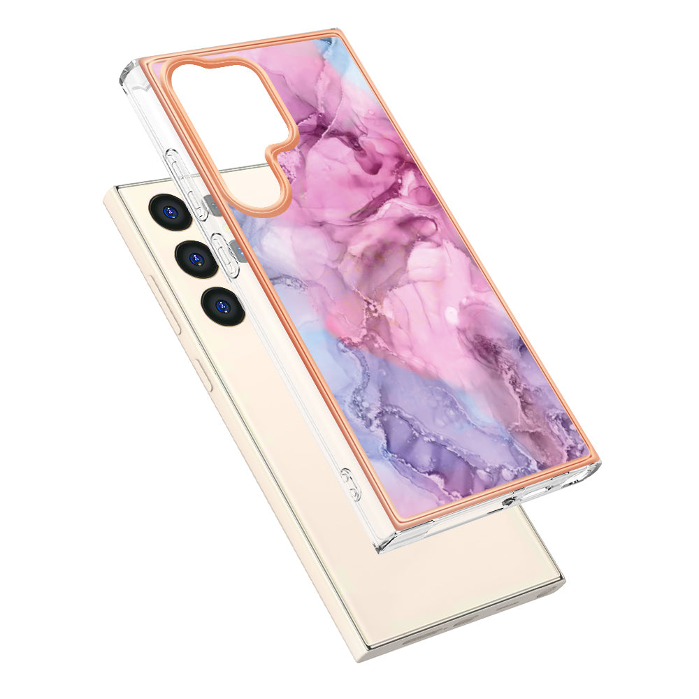 YB IMD Series-16 Style-E For Samsung Galaxy S24 Ultra Electroplating Case Soft 2.0mm TPU Phone Cover - Rose