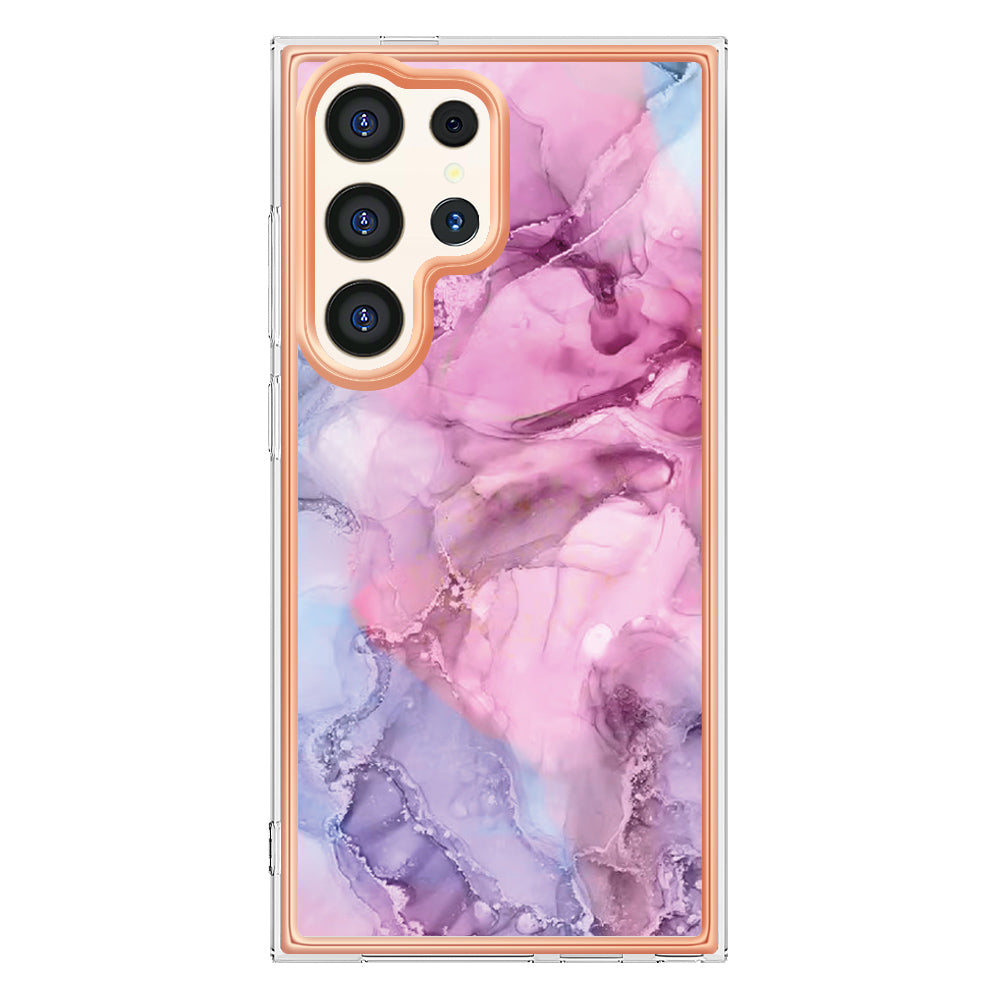 YB IMD Series-16 Style-E For Samsung Galaxy S24 Ultra Electroplating Case Soft 2.0mm TPU Phone Cover - Rose
