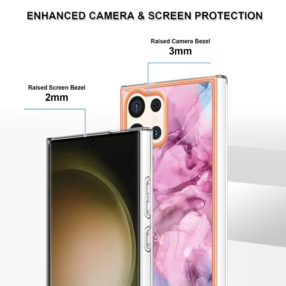 YB IMD Series-16 Style-E For Samsung Galaxy S24 Ultra Electroplating Case Soft 2.0mm TPU Phone Cover - Rose