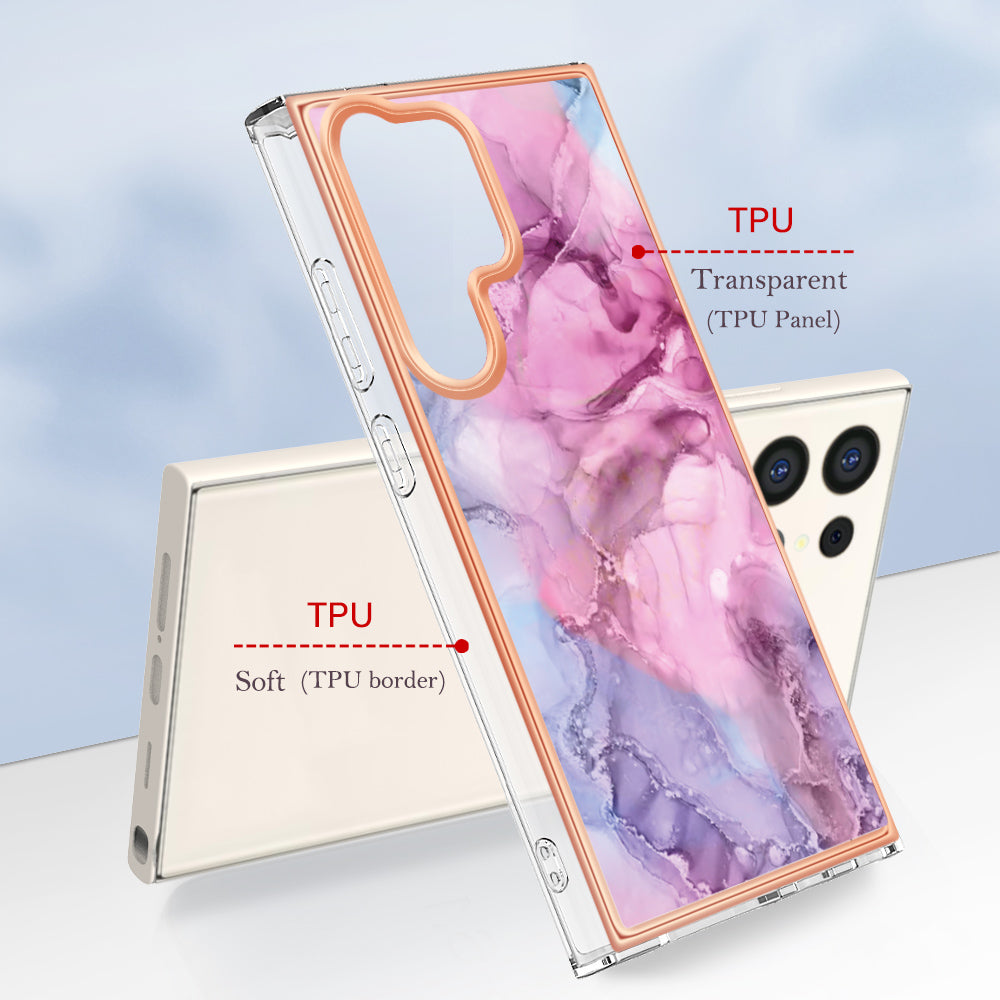 YB IMD Series-16 Style-E For Samsung Galaxy S24 Ultra Electroplating Case Soft 2.0mm TPU Phone Cover - Rose