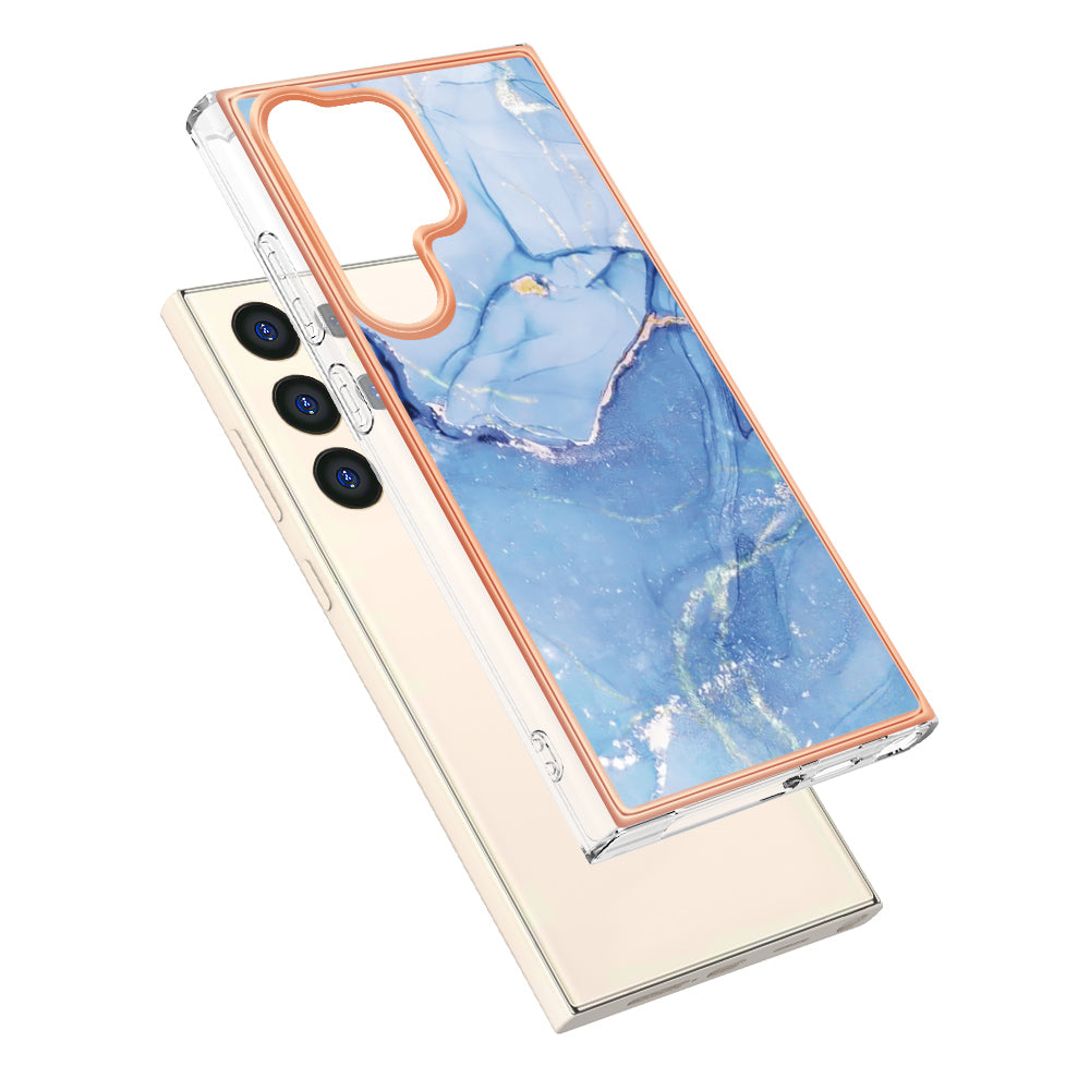 YB IMD Series-16 Style-E For Samsung Galaxy S24 Ultra Electroplating Case Soft 2.0mm TPU Phone Cover - Blue