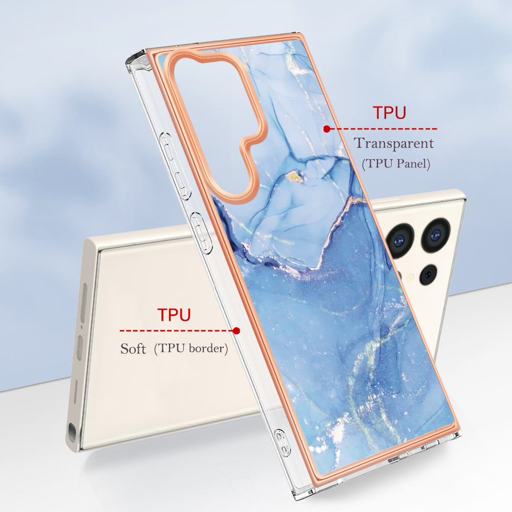 YB IMD Series-16 Style-E For Samsung Galaxy S24 Ultra Electroplating Case Soft 2.0mm TPU Phone Cover - Blue