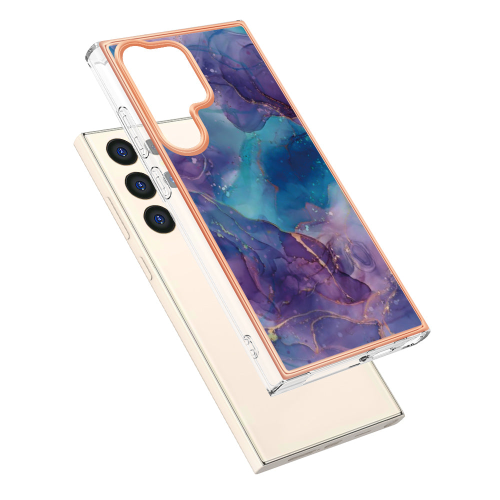 YB IMD Series-16 Style-E For Samsung Galaxy S24 Ultra Electroplating Case Soft 2.0mm TPU Phone Cover - Purple