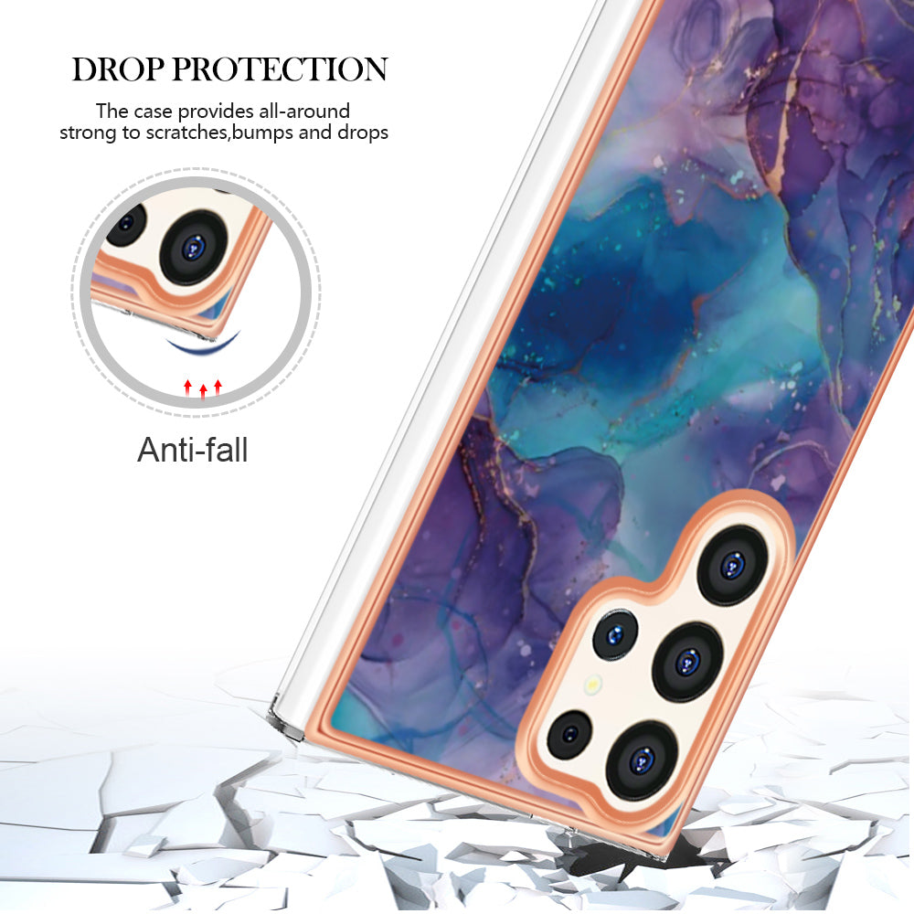 YB IMD Series-16 Style-E For Samsung Galaxy S24 Ultra Electroplating Case Soft 2.0mm TPU Phone Cover - Purple